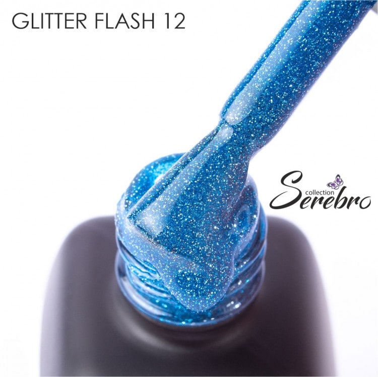Serebro Гель-лак светоотражающий Glitter flash №12, 11 мл